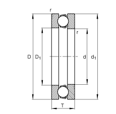 推力深溝球軸承 51100, 根據(jù) DIN 711/ISO 104 標(biāo)準(zhǔn)的主要尺寸，單向，可分離