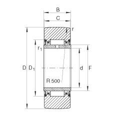 支撐型滾輪 NA2202-2RSR, 無軸向引導，兩側(cè)唇密封