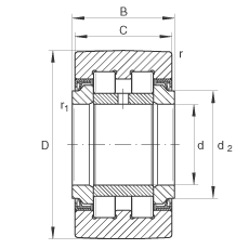 支撐型滾輪 PWTR20-2RS, 滿裝滾子，軸向引導(dǎo)，兩側(cè)唇密封