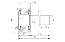 螺栓型滾輪 KR16-SK-PP, 軸向引導(dǎo)，兩側(cè)用塑料推力平墊圈