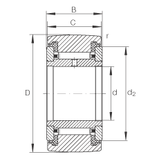 支撐型滾輪 NATR10-PP, 軸向引導(dǎo)，兩側(cè)用推力滑動(dòng)墊圈