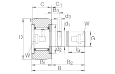 螺栓型滾輪 KR30, 軸向引導(dǎo)，兩側(cè)間隙密封