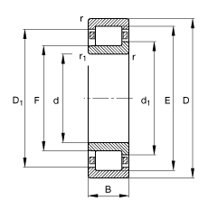 圓柱滾子軸承 NJ2238-E-M1, 根據(jù) DIN 5412-1 標(biāo)準(zhǔn)的主要尺寸, 半定位軸承, 可分離, 帶保持架