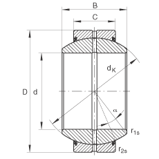 關(guān)節(jié)軸承 GE25-FO-2RS, 根據(jù) DIN ISO 12 240-1 標(biāo)準(zhǔn), 需維護(hù)，兩側(cè)唇密封