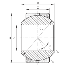 關節(jié)軸承 GE20-PB, 根據(jù) DIN ISO 12 240-1 標準，尺寸系列 K，需維護