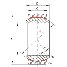 關(guān)節(jié)軸承 GE30-UK, 根據(jù) DIN ISO 12 240-1 標(biāo)準(zhǔn)，免維護(hù)