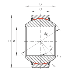 關(guān)節(jié)軸承 GE100-FW-2RS, 根據(jù) DIN ISO 12 240-1 標(biāo)準(zhǔn), 免維護(hù)，兩側(cè)唇密封