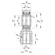 液壓桿端軸承 GIHNRK50-LO, 根據(jù) DIN ISO 12 240-4 標準，帶右旋螺紋夾緊裝置，需維護