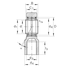 液壓桿端軸承 GIHNRK90-LO, 根據(jù) DIN ISO 12 240-4 標(biāo)準(zhǔn)，帶右旋螺紋夾緊裝置，需維護(hù)