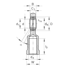 桿端軸承 GIR30-DO, 根據(jù) DIN ISO 12 240-4 標準，帶右旋內(nèi)螺紋，需維護