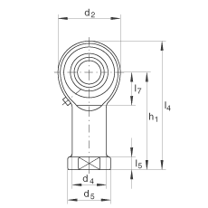 桿端軸承 GIKR22-PB, 根據(jù) DIN ISO 12 240-4 標(biāo)準(zhǔn)，帶右旋內(nèi)螺紋，需維護(hù)