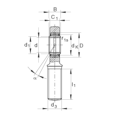 桿端軸承 GAR25-DO, 根據(jù) DIN ISO 12 240-4 標(biāo)準(zhǔn)，帶右旋外螺紋，需維護(hù)