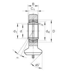 液壓桿端軸承 GK60-DO, 根據(jù) DIN ISO 12 240 標準，帶焊接面，需維護