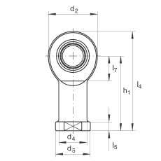 桿端軸承 GIR35-UK-2RS, 根據(jù) DIN ISO 12 240-4 標(biāo)準(zhǔn)，帶右旋內(nèi)螺紋，免維護(hù)，兩側(cè)唇密封