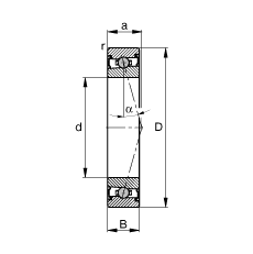 主軸軸承 HCS7010-C-T-P4S, 調(diào)節(jié)，成對(duì)安裝，接觸角 α = 15°，兩側(cè)唇密封，非接觸，限制公差