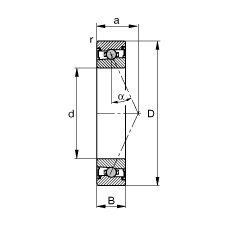 主軸軸承 HCS7010-E-T-P4S, 調(diào)節(jié)，成對(duì)或單元安裝，接觸角 α = 25°，兩側(cè)唇密封，非接觸，限制公差