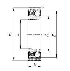 自調(diào)心球軸承 2212-K-2RS-TVH-C3, 根據(jù) DIN 630 標(biāo)準(zhǔn)的主要尺寸, 錐孔，錐度 1:12，兩側(cè)唇密封