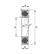 主軸軸承 HCB7010-C-T-P4S, 調(diào)節(jié)，成對或單元安裝，接觸角 α = 15°，陶瓷球，限制公差