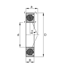 主軸軸承 HCB7010-E-T-P4S, 調(diào)節(jié)，成對(duì)或單元安裝，接觸角 α = 25°，陶瓷球，限制公差