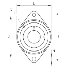 軸承座單元 TCJT25-N, 帶兩個(gè)螺栓孔的法蘭的軸承座單元，鑄鐵，偏心鎖圈，T 型密封