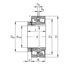 調(diào)心滾子軸承 23238-B-K-MB + H2338, 根據(jù) DIN 635-2 標(biāo)準(zhǔn)的主要尺寸, 帶錐孔和緊定套