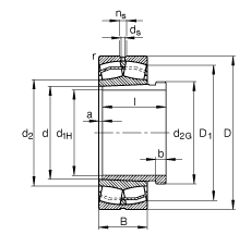 調(diào)心滾子軸承 23136-E1A-K-M + AH3136A, 根據(jù) DIN 635-2 標(biāo)準的主要尺寸, 帶錐孔和退卸套